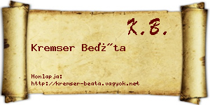 Kremser Beáta névjegykártya